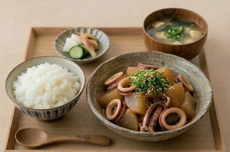 Simmered Squid and radish - Nimono