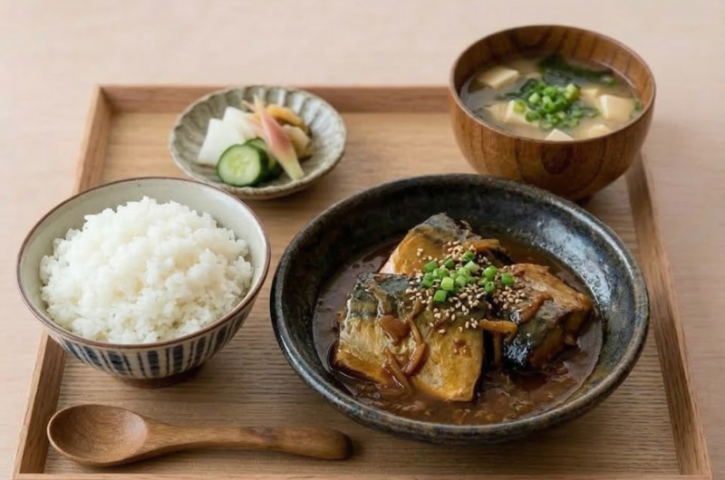 Saba Misoni (Miso simmered mackerel)