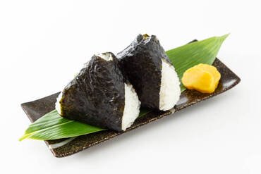 Rice ball on white background